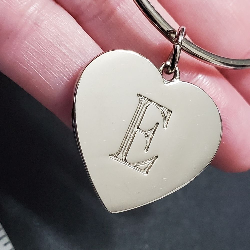 Child's silver tone bangle charm bracelet 6" Initial E